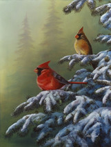 Winter Rufuge Cardinals by Jim Hansel Birds Snow Wildlife Animals Open Edition - £19.70 GBP