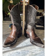 Vtg. Nocona Mens Cowboy boots 9D brown leather, Made in USA in Nocona, T... - £58.21 GBP