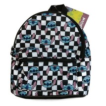 Bioworld Disney Stitch MINI Backpack Black White Checkered 11&quot; x 9&quot; - £31.02 GBP
