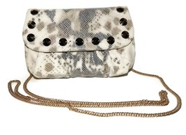 NWT INGE CHRISTOPHER Ivory Gold Suede Leather Snake Print Small Chain Ha... - $69.99