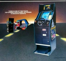 Turbo Arcade Flyer Mini 1982 Original Retro Video Game Vintage Art Auto Race  - £35.87 GBP