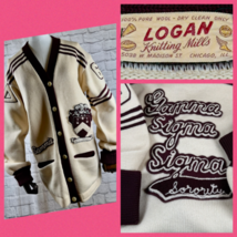 Vintage 1963 Gamma Sigma Logan Letterman Maglione Cardigan Donna Grande ... - £321.69 GBP