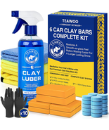 6 Clay Bars Kit w/ 20 Lube Tablets Car Detailing Set Spray Bottle &amp; Towels - $451.44 MXN