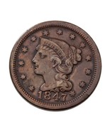 1847/47 Grand / Petit 57 1C Grand Cents En Très Fin VF État, Beau Overdate - $244.16 CAD