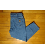Mens Carhartt Blue Jeans Size 42x30 Relaxed Fit Pants B17 STW Workwear - $21.99