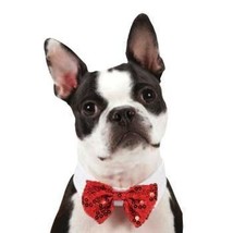 PetEdge Aria Canine Royale Bowtie - Red Sequin (Medium) - £7.55 GBP