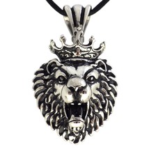 Majestic Royal Lion Necklace Mens Stainless Steel Pendant Fantasy Forge Jewelry - £19.97 GBP