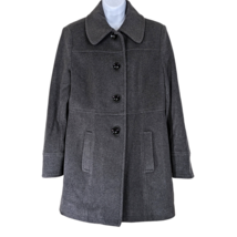 Braetan Size L Women&#39;s Charcoal Wool Pea Warm Winter Coat Large Buttons - $46.85