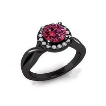 Ladies 1.30 Carat Round Cut Pink Sapphire Engagement Ring 14K Black Gold Finish - £63.19 GBP