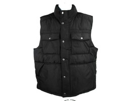 Goodfellow &amp; Co Men&#39;s Black Puffer Jacket Vest, Corduroy Collar, Casual Full Zip - £27.17 GBP