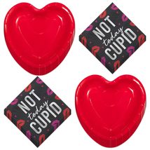 HOME &amp; HOOPLA Anti Valentine&#39;s Day Party Heart Shaped Paper Plates and N... - £12.65 GBP+