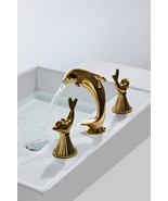 Gold Bathroom widespread 3 Holes lavatory Sink dolphin Faucet Basin Mixe... - $4,203.44 MXN