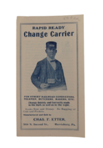 Rapid Ready Change Carrier Ad Brochure Chas Etter Trolly Railway Ephemer... - $12.99