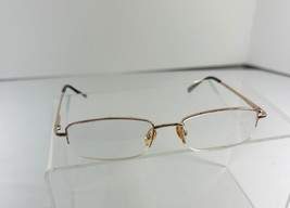 Italy Design Womens Eyeglass Frames Gold Tone Wire Rimmed Half Rimless Glasses - £11.97 GBP