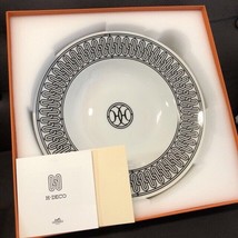 Hermes H Deco Soup Plate 22 cm white porcelain dinner 8.75&quot; - £215.04 GBP