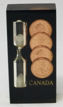 Canadian Maple Leaf Penny Timer 1997 3 Minute Sand Black Clear Acrylic Vintage - £14.90 GBP