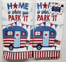 Set of 2 Cotton  Kitchen Towels(16&quot;x26&quot;) PATROTIC,HOME IS WHERE YOU PARK... - $15.83
