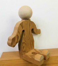 Natural Wood Doll Form Man or Woman Sitting 8.5 Inch - $12.87