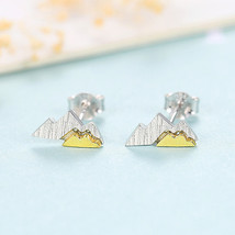 Hand-Brushed Earrings S925 Silver Studs Simple Earrings Two-Tone Gold - £10.39 GBP