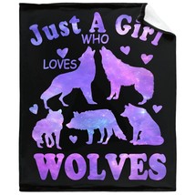 Wolf Blanket Stuffed Just Girl Who Loves Wolves Plush Gift For Kid Women Toddler - £43.60 GBP