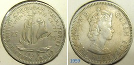 British Caribbean Territories  25 Cents Coin 1959 - $4.00