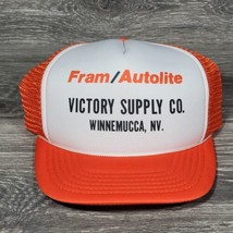 VTG Fram Autolite Winnemucca Nevada Snapback Hat Cap Trucker Orange Adju... - $17.34