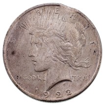 1922 Silver Peace Dollar &quot;Clipped&quot; Variety in Ch BU Condition, Clip at 1:00 - £66.03 GBP