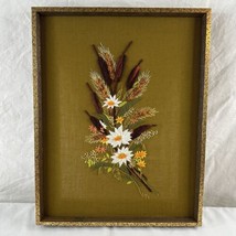 Vtg mcm framed crewel embroidery Floral Wild Flowers 18.75” X 14.75” Anc... - $123.75