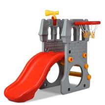 5 in 1 Toddler Climber Slide Playset with Basketball Hoop and Telescope ... - $140.11