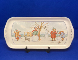Pfalzkeramik Germany ceramic tray Winterzeit R. Lumm Wintertime children... - $9.00