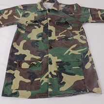 Men's Woodlands Camo Combat Field Shirt Jacket Long Sleeve Size Medium image 9