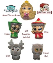 Disney Doorables 5 Sleeping Beauty Princess Aurora, Fauna, Flora, Owl &amp; Sven - £15.94 GBP