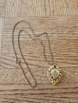1990s Gold Plated Clasp Adjustable Necklace 19&#39;&#39; Chain Heart Shape Cross... - $28.07 CAD