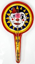 Vintage Kirchhof Tin Clapper Noisemaker Clown 8” x 4” Made In USA Wood Ball - £9.28 GBP