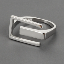 Minimalist Geometric Ring Adjustable Size Sterling Silver - £8.91 GBP