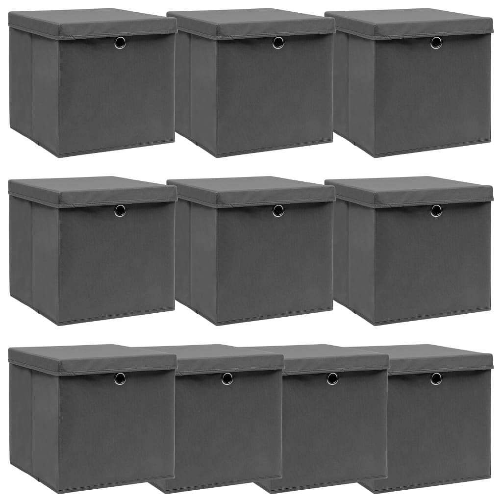 vidaXL Storage Box Set of 10 Gray Non-woven fabric (100% polyester) - $114.72