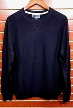 NEW Men&#39;s Pima Cotton Crew Neck Sweater Ribbed Black Raglan Pullover MED $65 - £19.77 GBP