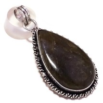 Blue Fire Labradorite Cabochon Pear Gemstone Antique Handmade Rope Bezel Pendant - £10.16 GBP