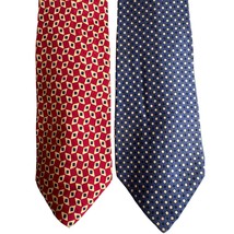 Vtg POLO Ralph Lauren 100% Silk Tie Red Blue Geometric Preppy Handmade 57.5x3.5 - £27.32 GBP