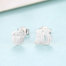 Little Squirrels Lolo S925 Silver Ear Studs Earrings Love Creative Animal Girls&#39; - £9.65 GBP