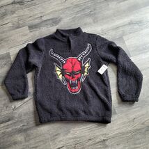 New Netflix Stranger Things Men Quarter Zip Black Hellfire Club Pullover... - $12.85
