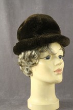 Vintage Hat Winter Ladies Plush Brown Faux Fur Made in England Size M - £21.09 GBP