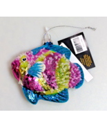 Beach Christmas Ornament Robert Stanley Striped Fish Ornament Beaded Gla... - $14.99