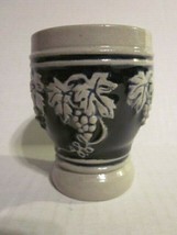 Vintage Raised Grapes &amp; Vine Leaf Art Pottery Cup with Triangle Pottery Mark - £11.15 GBP
