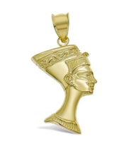 Egyptian Queen Nefertiti Pendant 10k Yellow Gold Charm 1.3 inch - $197.21