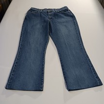 Blue Jeans High Rise Women's Blue Cotton Blend Denim Jeans Size 14P (32×25) image 11