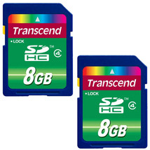 Two Transcend 8GB Class 4 SDHC Flash Memory Cards (TS8GSDHC4) - £29.92 GBP