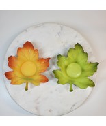 PartyLite Whispering Fall Leaves Candle Holders Hand Painted Thanksgivin... - $14.89