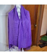 Womens purple Pashmina with fringed ends - £14.63 GBP