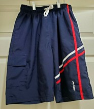 Arena Men&#39;s S Swim Trunks Swimsuit Shorts Mesh Liner Blue Stripes Elastic Waist - £20.52 GBP